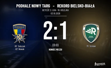 [PIŁKA NOŻNA] Podhale Nowy Targ – Rekord Bielsko-Biała 2:1 w Betclic 2. lidze. Zwycięstwo przed wyjazdem do Chojnic