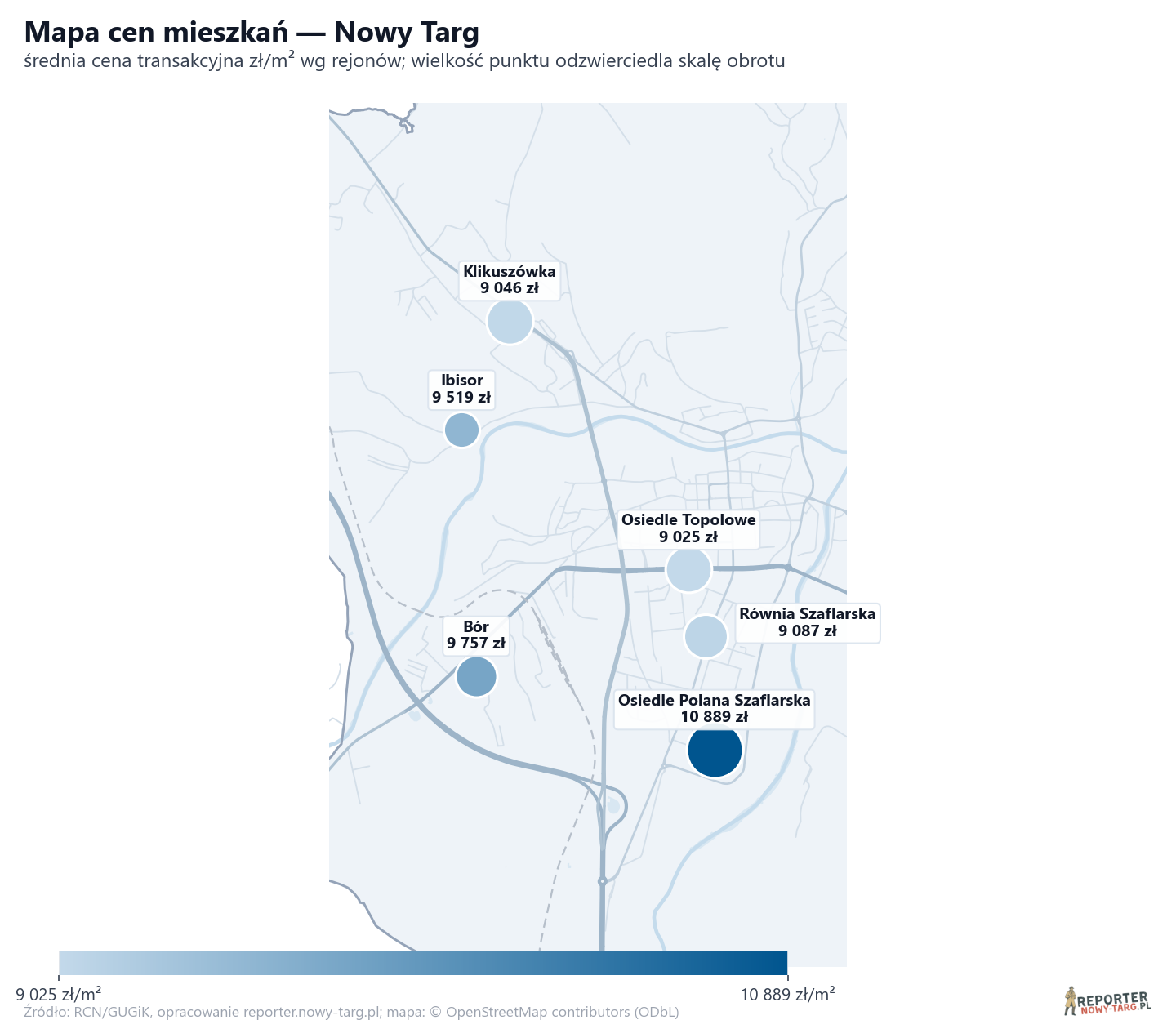 Mapa cen mieszkań - Nowy Targ