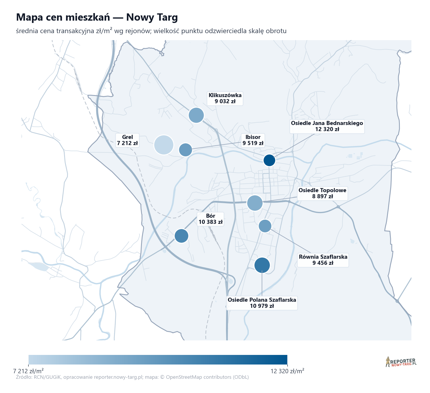 Mapa cen mieszkań - Nowy Targ