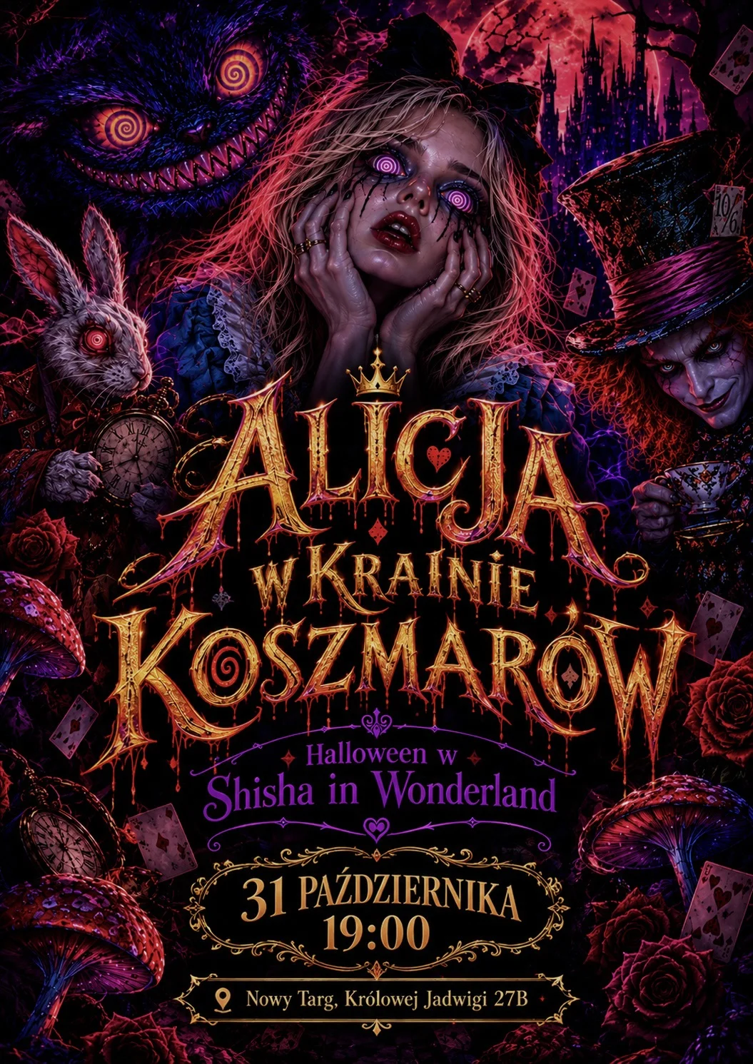 Grafika promocyjna wydarzenia Alicja w Krainie Koszmarów: Halloween w Nowym Targu
