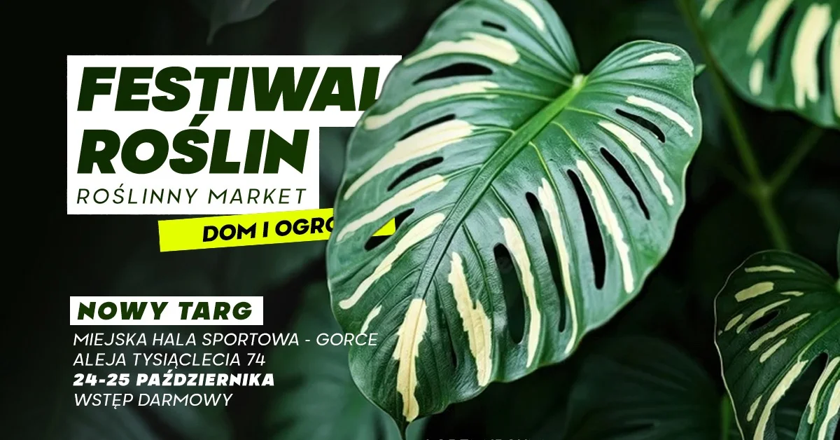 Grafika promocyjna wydarzenia Festiwal Roślin w Nowym Targu – zielone zakupy