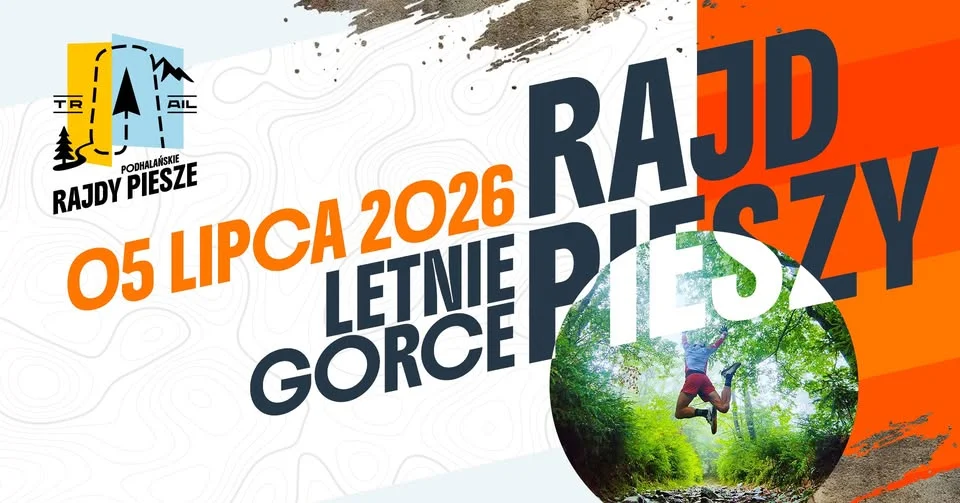 Grafika promocyjna wydarzenia Letnie Gorce – Rajd Pieszy 2026 w Gorcach