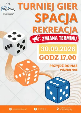 Grafika promocyjna wydarzenia SPACJA REKREACJA – IV turniej gier w Nowym Targu