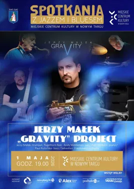 Grafika promocyjna wydarzenia Jerzy Małek „Gravity” Project w Nowym Targu. Wieczór z jazzem na żywo w MCK