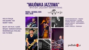 Grafika promocyjna wydarzenia Velo Live – Majówka Jazzowa z Kwintetsens w Nowym Targu