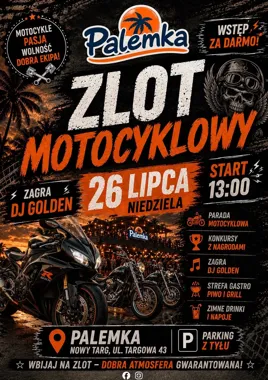 Grafika promocyjna wydarzenia Zlot Motocyklowy na Palemce 2026 w Nowym Targu