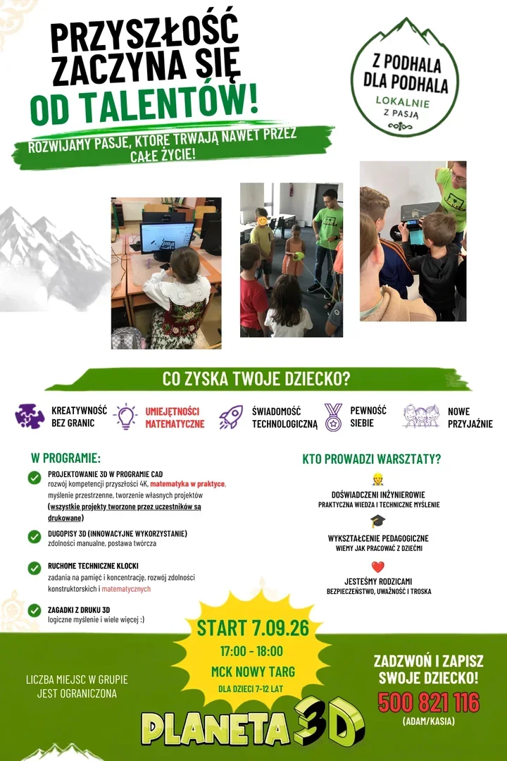 Planeta3D w Nowym Targu rozwija talenty dzieci przez zabawę i technikę