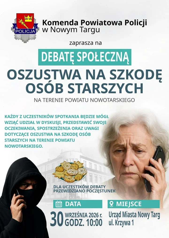 Policja ostrzega przed oszustwami. W Nowym Targu odbędzie się debata